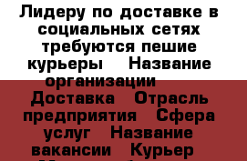 Лидеру по доставке в социальных сетях требуются пешие курьеры! › Название организации ­ SKD-Доставка › Отрасль предприятия ­ Сфера услуг › Название вакансии ­ Курьер › Место работы ­ м.Черкизовская, Щелковское шоссе, д.5 стр.9 › Максимальный оклад ­ 2 000 › Возраст от ­ 18 - Московская обл., Москва г. Работа » Вакансии   